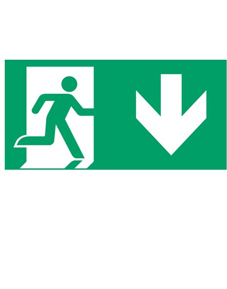 Σύμβολο φωτιστικού ασφαλείας Διπλής όψης Διαδρομή εξόδου βέλος κάτω