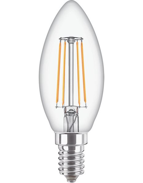 Λάμπα LED Κερί 4,3W 470lm E14 230V 2700K Θερμό Λευκό Filament
